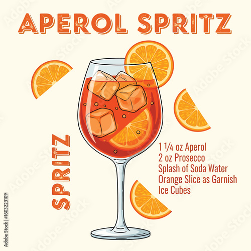 Vibrant Aperol Spritz cocktail recipe with fresh orange slices and ice, perfect for summer celebrations and bar menus, offering a refreshing taste of Italy.