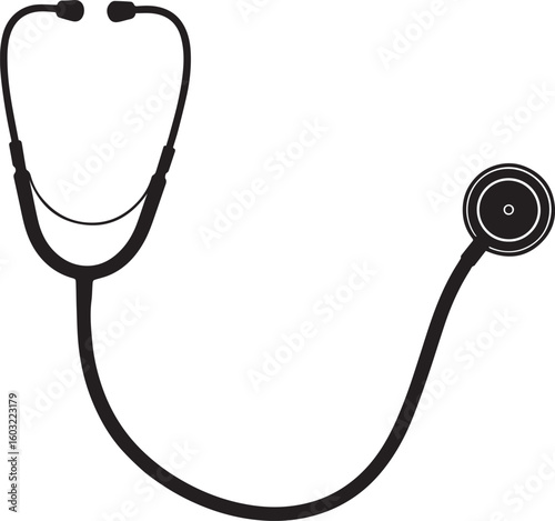 Stethoscope Medical Tool in Black | Vector Icon Silhouette Illustration Format
