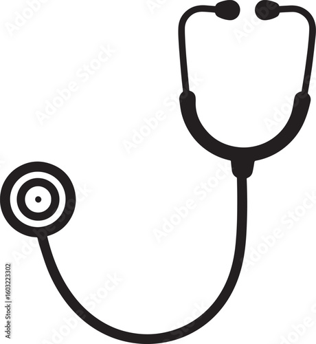 Stethoscope Medical Tool in Black | Vector Icon Silhouette Illustration Format