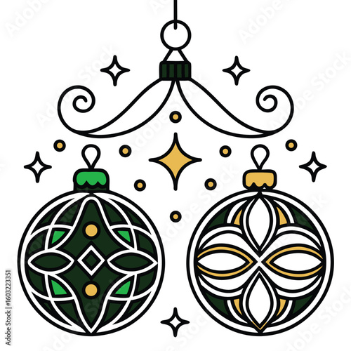A playful cartoon turtle adorns a festive set of Christmas tree ornaments, blending nature's charm with holiday cheer in a delightful pattern design