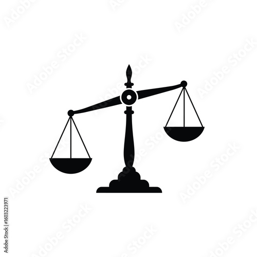 Black silhouette of a balanced scale justice measurement