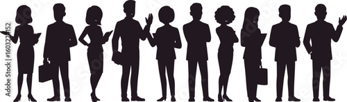 A set of drill bits and a diverse group of business people, including men and women in suits, symbolize teamwork and success in the office