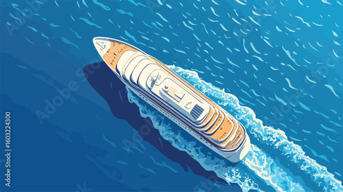 Luxury Voyage at Sea Resort: People Traveling by Big White Ship