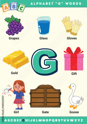 Alphabet Letter G – Cartoon Illustration for Kids and Learning