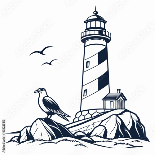 lighthouse on a white background