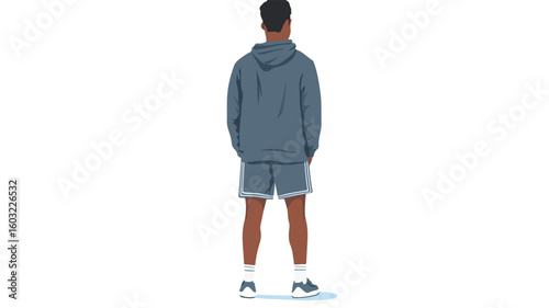 Professional Young Black Man Standing Back View Boy Wearing C