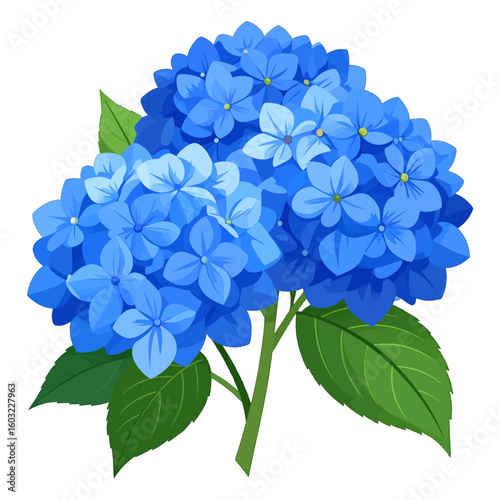 Vibrant Blue Hydrangea Bouquet Illustration