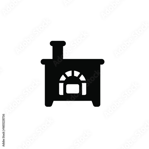 Black kiln icon with chimney and arched opening furnace