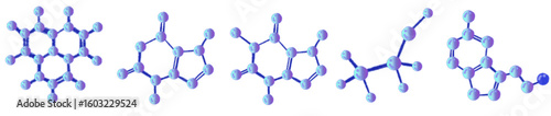 Cute Blue-Purple Molecule and Atom Cartoon Clipart Set – Colorful Chemistry Science Lab Illustration for Educational Projects and Fun Designs
