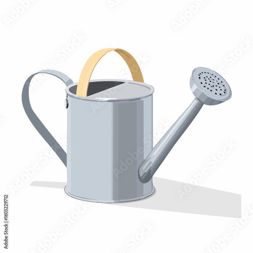Plant watering can – Metal can with long spout and wooden handle.

