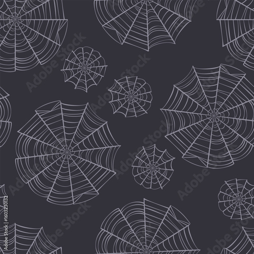 Spider web background. Halloween seamless pattern.