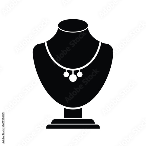 Black necklace display bust with pendant jewelry