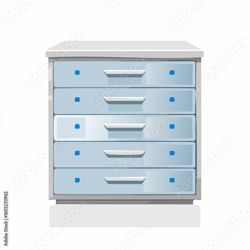 Plastic drawer unit – Multi-drawer storage with clear fronts and handles.

