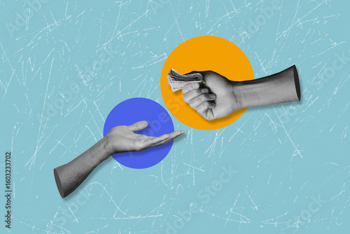 Fotografia Modern art collage on the topic of financial support and lending