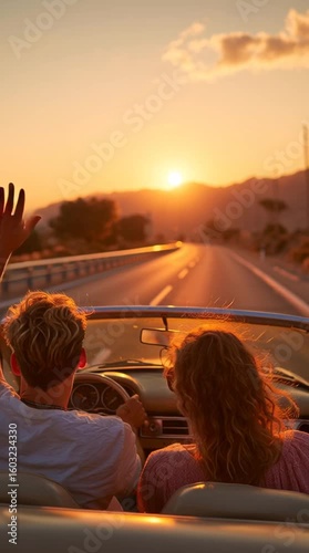 Road trip adventure under sunset skies