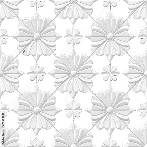 Elegant White Floral Relief Pattern