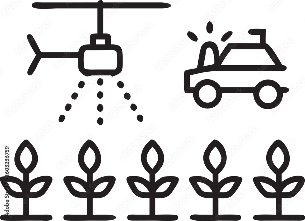 Set of Eight Modern Line Icons for Technology and Business vector Set of Eight Modern Line Icons for Technology and Business vector