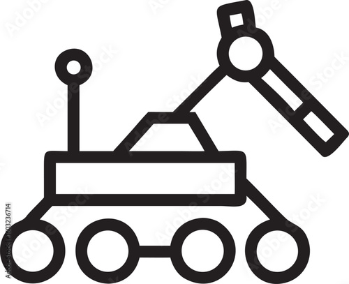 Robotic rover with six wheels on white background vehicle exploration