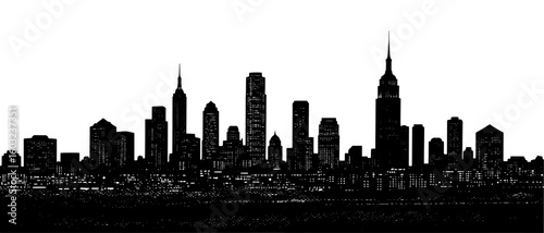 New York City skyline in a black silhouette style
