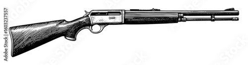 Vintage shotgun illustration in black and white for western or military themes