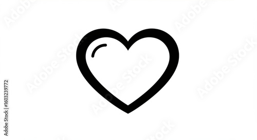 A simple, bold black outline heart symbol on a white background.