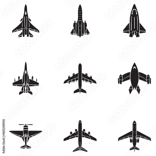 set of airplanes vector illustration