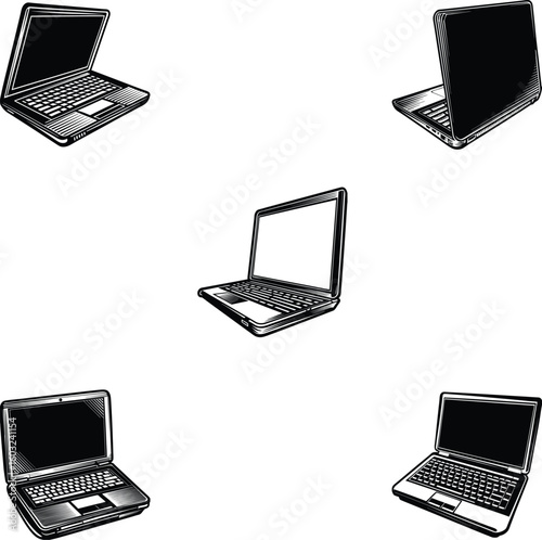 laptop silhouette design set 