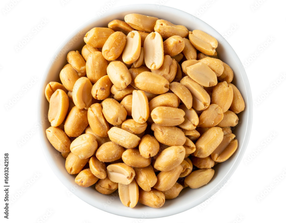 Shelled Peanuts Piled in a Small Bowl, Isolated on Transparent Background Shelled Peanuts Piled in a Small Bowl, Isolated on Transparent Background