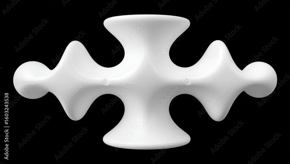 Obraz premium Abstract white puzzle piece design on a black background.