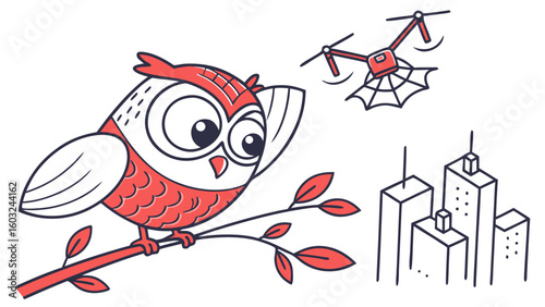 SVG art: A Bashful Owl in a Spider web vibe, tinted with Web-Slinger Vibes tones