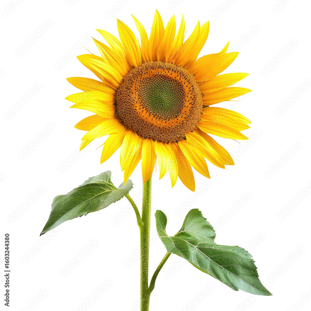 Fototapeta premium Single sunflower against black background