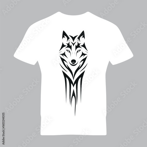 Wolf t-shirt design. Vector drawing.
