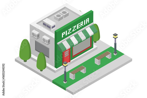 Isometric pizzeria building