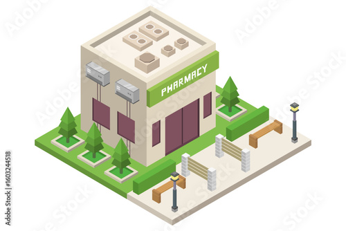 Isometric pharmacy building