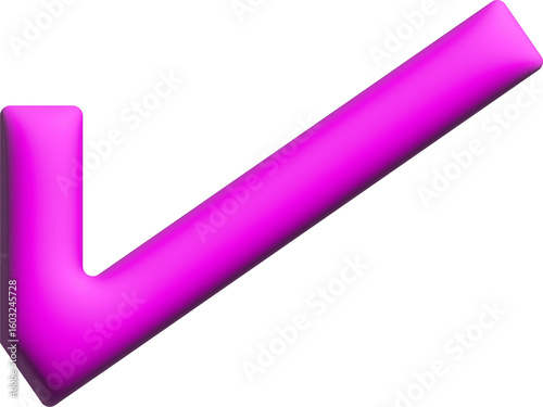 Pink 3D Checkmark Symbol, Verified or Approved Icon