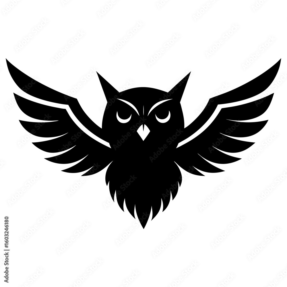 Obraz premium Minimalist Owl Silhouette Vector Clean Bird Graphic for Modern Logos, Prints & Branding