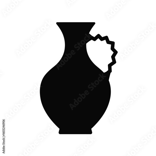 Black zigzag handle vase silhouette amphora pottery