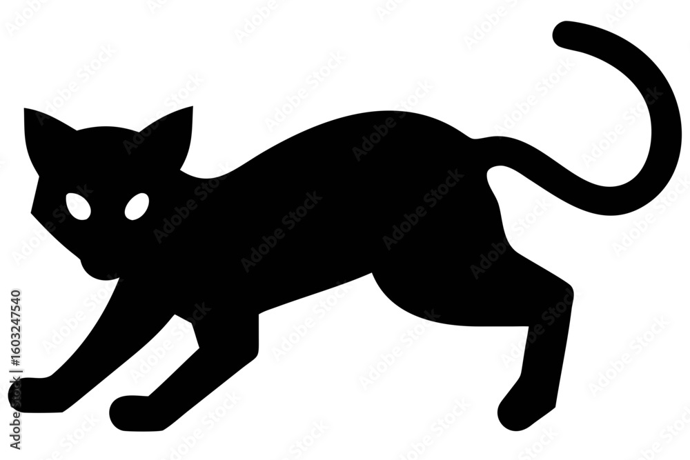 Stealthy Black Cat Silhouette Low Profile feline animal Stealthy Black Cat Silhouette Low Profile feline animal