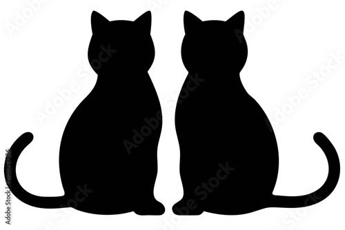 Two cats sitting close together silhouette feline animal