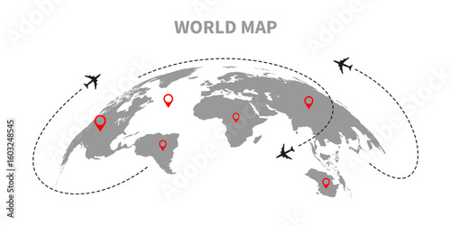 World map. Blue modern vector map. Silhouette map