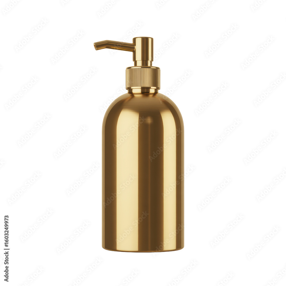 Fototapeta premium Gold metal soap dispenser bottle isolated 