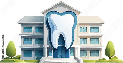 Modern Dental Clinic with Giant Tooth Sign Outside