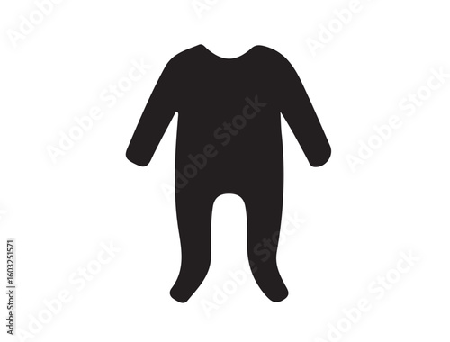 Baby bodysuit in silhouette on white background