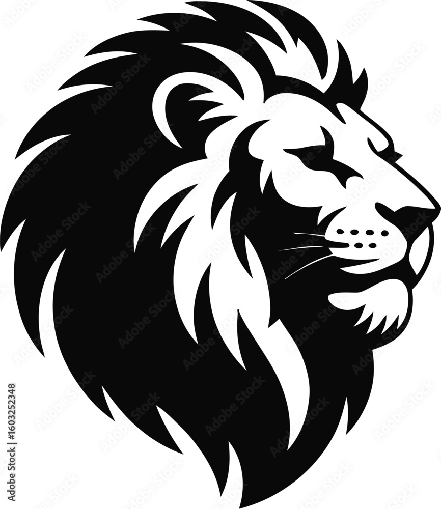 Obraz premium Majestic lion head profile mane black