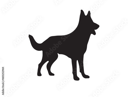 German Shepherd in silhouette on white background