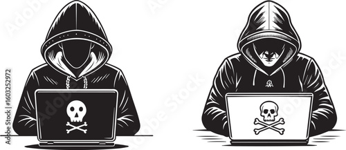 hacker icon with laptop