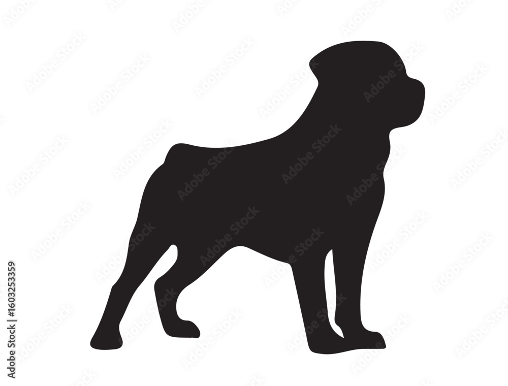 Naklejka premium Rottweiler on white background in silhouette