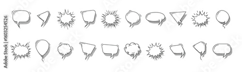 Speech comic bubbles in various shapes for creative communication and design projects