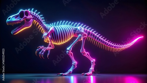 Fototapeta Naklejka Na Ścianę i Meble -  Glowing Dinosaur Skeleton