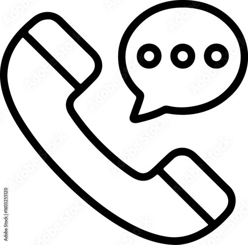 Telephone handset with a speech bubble indicating communication or conversation